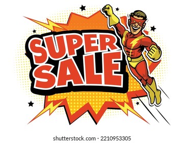 Comic Style Super Sale Superhero