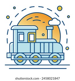 Ilustración de esquema de motor de tren de estilo cómico Logo de esquema de motor de tren