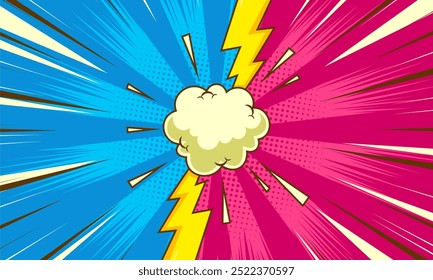 Estilo de cómic de dos colores de fondo de arte pop. Versus fondo de cómic