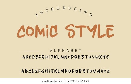 Comic Style Vector Illustration Grunge Horror Typographie. Hand Made Brush Font.