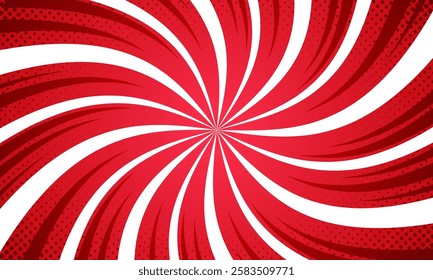Comic style vibrant red spiral sunburst background.