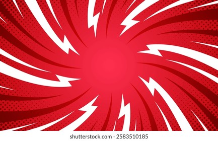 Comic style vibrant red sunburst background.