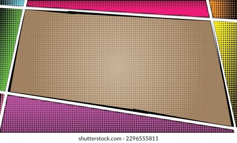 Papel tapiz de estilo cómico. Marco de caricatura vacío. Material de fondo colorido arte. Arte cómico vectorial.