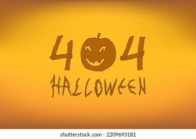 Comic Style Website for Halloween. Pumpkin with number 404. Page not found or program mistake. Vector illustration.