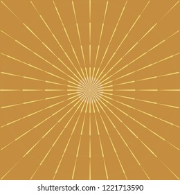 Comic sunburst background, linear drawing of rays of the sun in vintage style. Abstract light yellow sun rays. Vector 