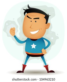 Comic Superhero Character/ Illustration of a funny cartoon comic superhero character standing proudly