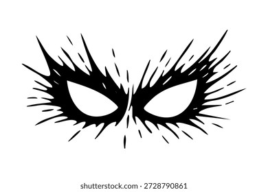 Comic Superhelden Maske Symbol mit Burst und Skizze Explosion Stil