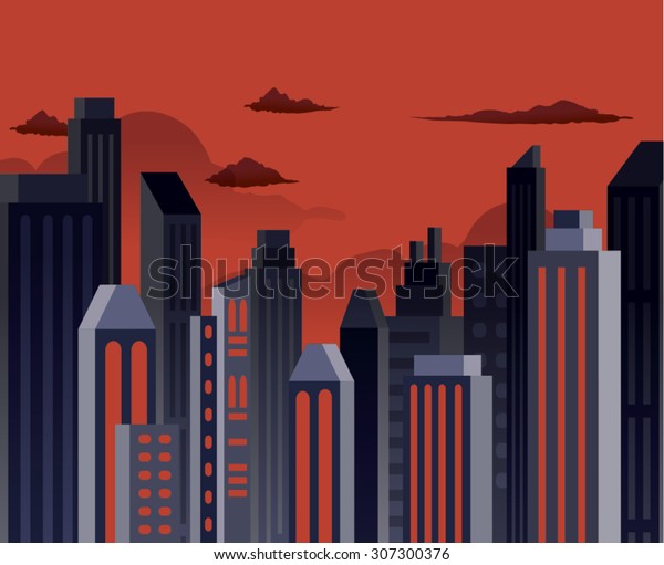 Comic Superhero Style Pollute Buildings Landscape Stock Vector (Royalty ...