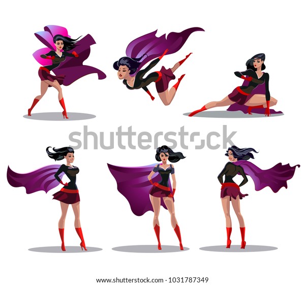 Super Comique Ou Super Heros Femme Super Heroine Image Vectorielle De Stock Libre De Droits