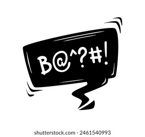 Comic swear speech bubble, angry word, aggressive curse, bad or hate talk vector cloud. Anger shout, rude scream or exclamation comic balloon with censored text of negative emotion expression