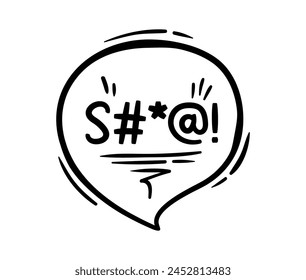 Comic swear speech bubble with bad curse for angry word talk, cartoon vector. Anger swear of expletive message in cloud for hate emoji or rude language shout and swear text speech bubble