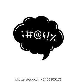 Comic swear speech bubble, hate angry talk, aggressive expletive curse. Isolated vector dynamic, expletive-laden dialogue cloud, conveying raw emotion and intensity, encapsulating unfiltered outburst