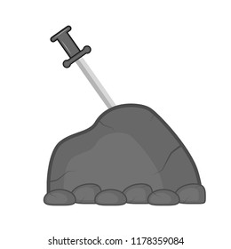 Comic sword on a stone