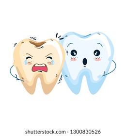 comic teeth break couple kawaii characters