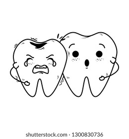 comic teeth break couple kawaii characters