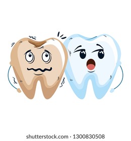 comic teeth couple kawaii characters