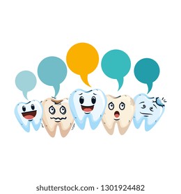 comic teeth with speech bubbles kawaii characters