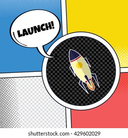 comic template rocket ship launch theme