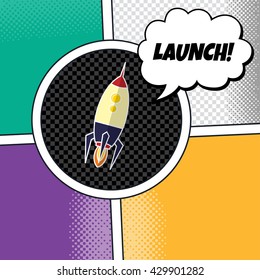 comic template rocket ship launch theme