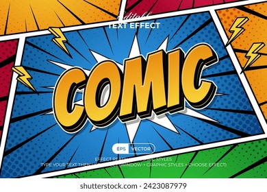 Comic Text Effect 3D Style. Editable Text Effect Comic Book Background.