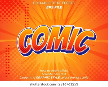 comic text effect, font editable, typography, 3d text. vector template