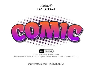Comic Text Effect Style. Editable Text Effect With Halftone.