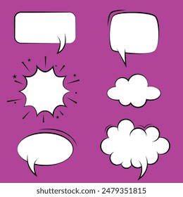 Comic text empty bubble set. comic speech bubbles set with background. speak bubble text, chatting box, message box