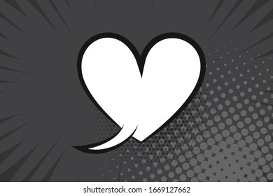 Comic text empty speech bubble banner, black strip radial halftone background. Comic text poster and sticker for quote pop art style. Explosion speech bubble burst design for text.