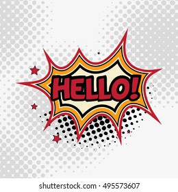 Comic Text, Pop Art style.HELLO.