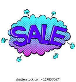 Comic text Sale. Pop Art vintage vector illustration
