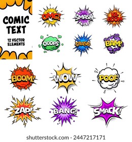 Comic text. Comic text set. Comic speech bubbles.