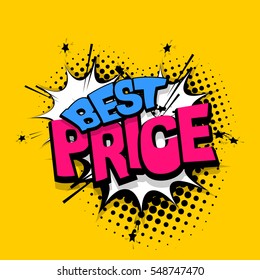 Comic Text Sound Effects. Lettering Best Price, Sale, Tag. Vector Comic Bubble Icon Speech Phrase, Cartoon Exclusive Font Label Tag Expression, Sounds Illustration. Comics Book Balloon