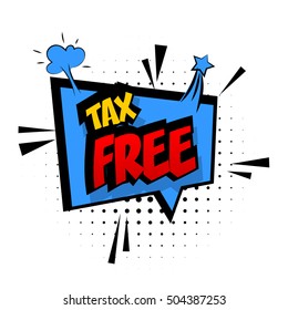 Comic text sound effects pop art vector style. Sound bubble speech word cartoon expression sounds illustration. Lettering tax free, discount. Comics book blue background template.