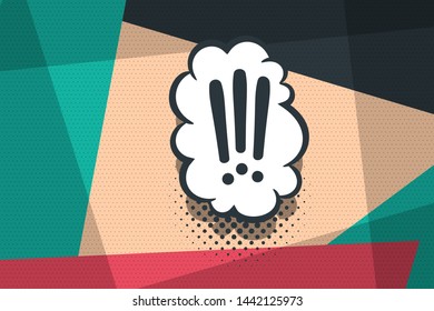 Comic text speech bubble pop art style. White cloud talk speech bubble. Isolated white speech bubble talk silhouette text. Text comics design elements for web sms message chat. Exclamation mark!