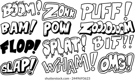 Comic text typography collection set. Vector illustration