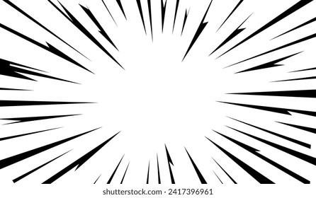 Comic Thunder Explosion Rays in Manga Book Anime Style. Vector Explode Effect. Abstract Backgrounds with Cartoon Lines. Sun Burst  Illustration