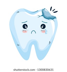 comic tooth broken kawaii character