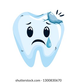 comic tooth broken kawaii character