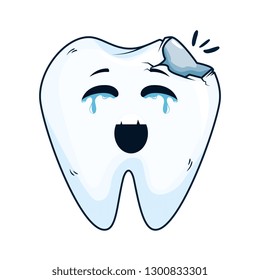comic tooth broken kawaii character