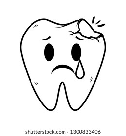comic tooth broken kawaii character
