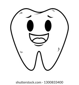 comic tooth happy kawaii character