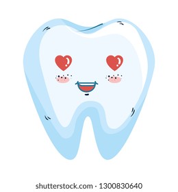 comic tooth with heart kawaii character