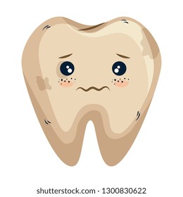 comic tooth sad kawaii character