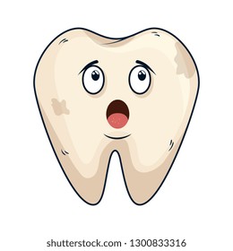 comic tooth sad kawaii character