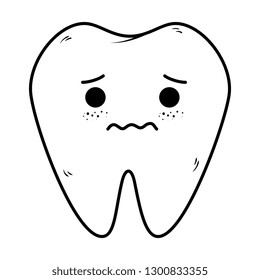 comic tooth sad kawaii character