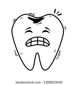 comic tooth sad kawaii character