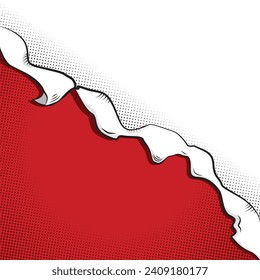 Comic Torn book page background with halftone effect