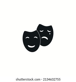 Comic and tragic mask icon in black simple design,vector , Illustration