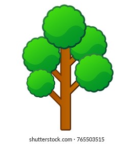 Comic tree isolated on white background, Vector illustration