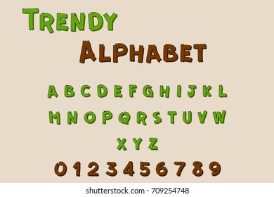 Comic Trendy Font and Alphabet, Vector abstract and decorative font and alphabet